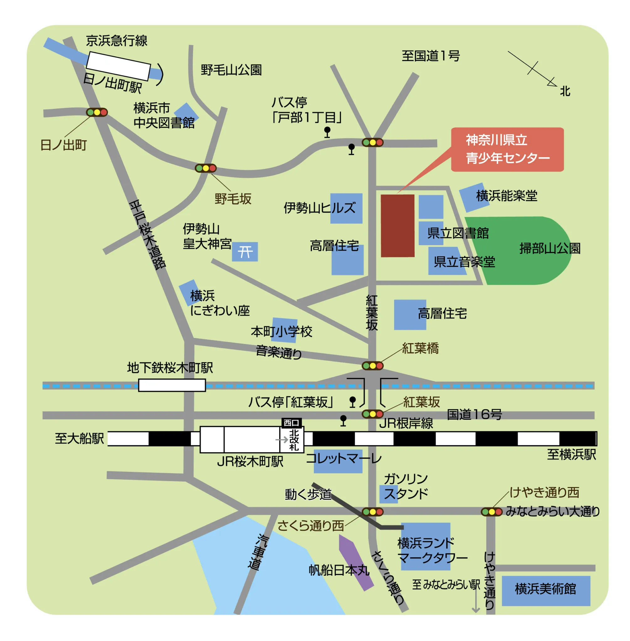神奈川青少年センター スタジオHIKARIへの地図